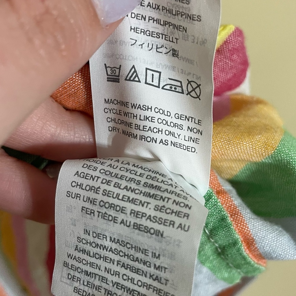 J. Crew Rainbow candy Stripe popover shirt linen cotton blend size 16 - Picture 5 of 6